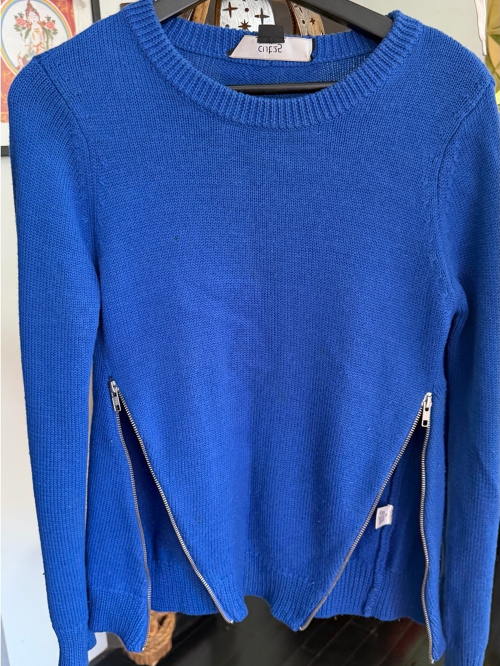 CUT25 by Yigal Azrouël asymmetrical zippers sweater Bright Cold Blue/Size S wool